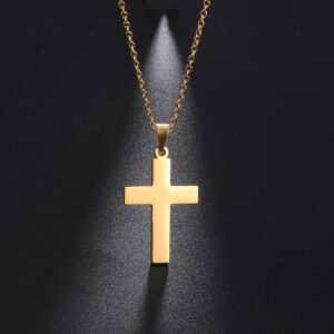 Chaîne Homme 45cm Dorée, Bijoux Religieux En Acier Inoxydable