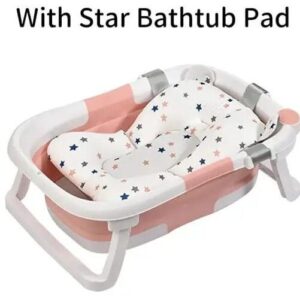Baignoire pliable + Coussin Antidérapant Pour bébé – Rose