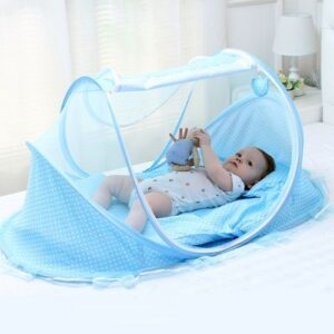 Lit de bébé 3 en 1 (Matelas, Coussin, Moustiquaire) - 0 à 3 ans