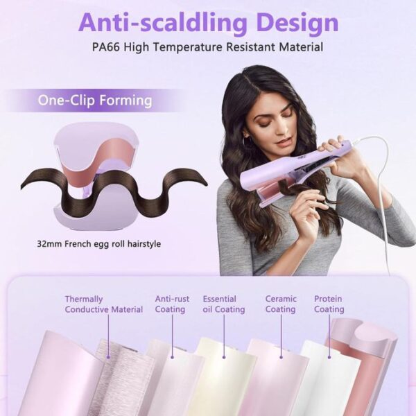 Fer à Boucler Professionnel En Céramique, 2 Tubes Ondulés – Image 8