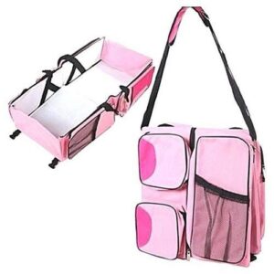 Sac à langer/ lit de voyage pour bébé (3 en 1) Rose