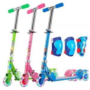 Trottinette Pliable pour Filles et garçons, 2 Roues lumineuses