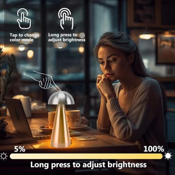 Lampe De Table Arrondi, Rechargeable Avec Lumière Douce – Image 3