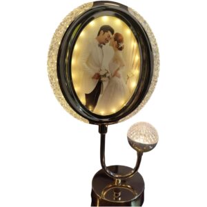 Cadre photo ovale lumineux en cristal avec capteur tactile