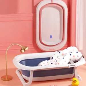 Baignoire pliable + Coussin Antidérapant Pour bébé – Bleu