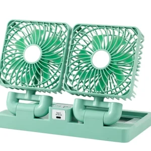 Ventilateur à double tête pour voiture et bureau pliable à énergie solaire/rechargeable