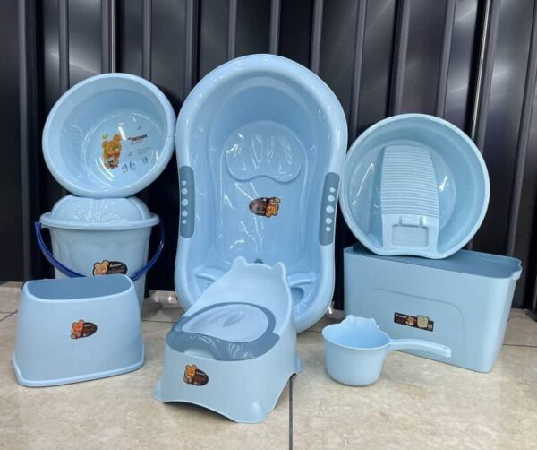 Ensemble de baignoire pour Bébé - 8 pièces - Bleu