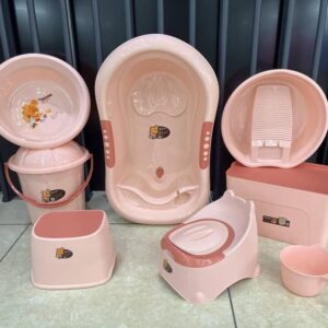 Ensemble de baignoire pour Bébé - 8 pièces - Rose