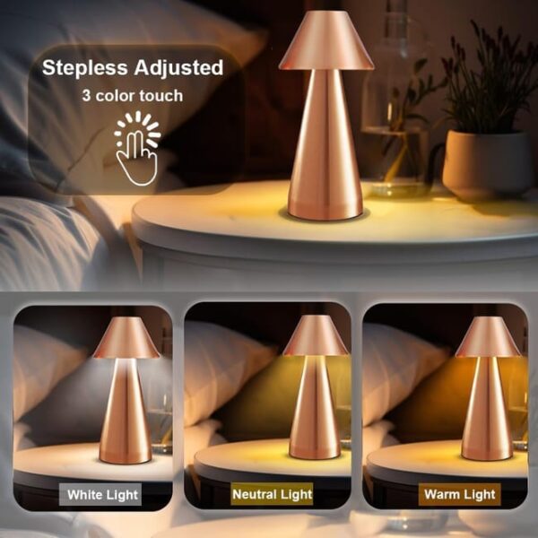 Chic Lampe De Table élégante Et Rechargeable Avec Lumière Douce – Image 3