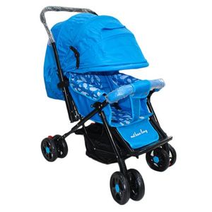 Poussette Bébé Avec Porte Bagage, Capot Parasoleil – Bleu