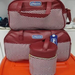 sac à langer Chicco en cuir 3 pièces – Rouge bordeaux
