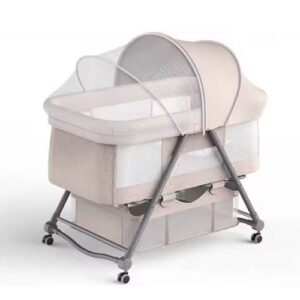Berceau À Bascule Avec Moustiquaire  Pour bébé - Beige