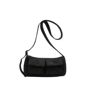 Sac fourre-tout en nylon de grande capacité à la mode de luxe avec plusieurs poches nouveauté sac à bandoulière en nylon imperméable - Noir