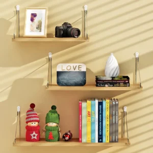 Étagère murale sans perforation Tête de lit tenture murale salon décoration murale routeur étagère - 40 x 15 cm, couleur bois naturel