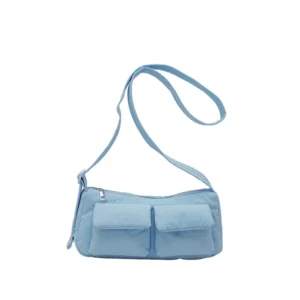 Sac fourre-tout en nylon de grande capacité à la mode de luxe avec plusieurs poches nouveauté sac à bandoulière en nylon imperméable - Bleu